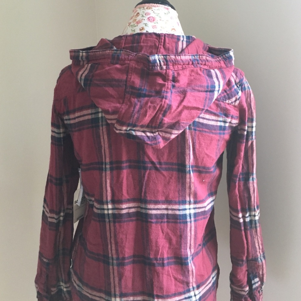 Garage Plaid Shirt w/ Hood - XS NEW - Picture 3 of 4